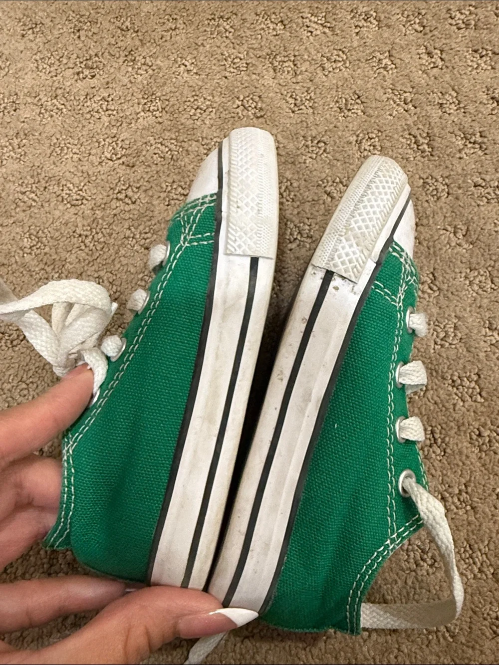 Converse Kids Green Canvas Low-Top Sneakers